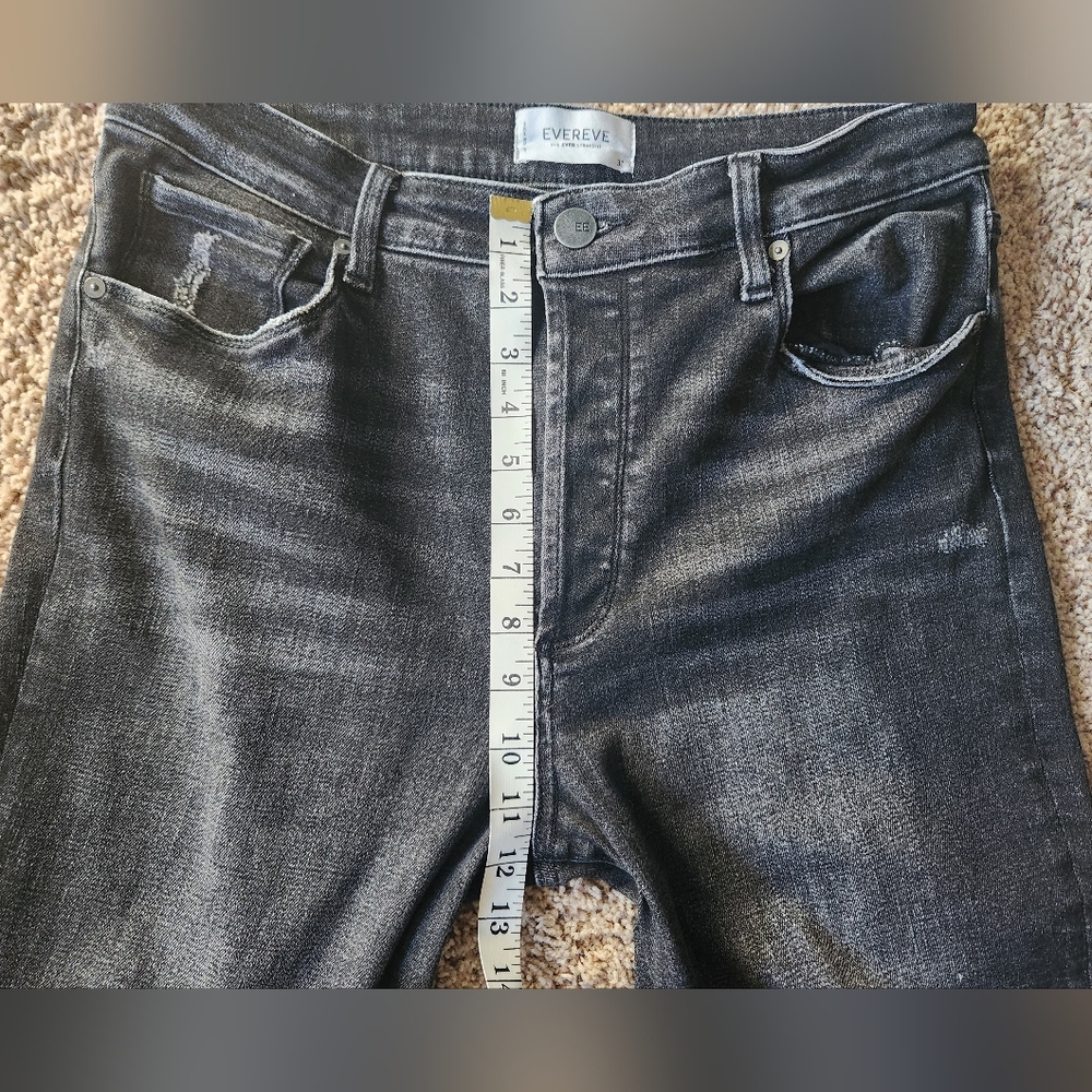 Evereve The Ever Straight Jeans Black Raw Hem Size 31 - Picture 10 of 11
